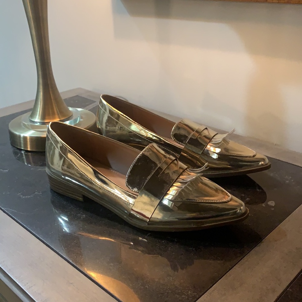 JustFab Metallic Gold Loafers